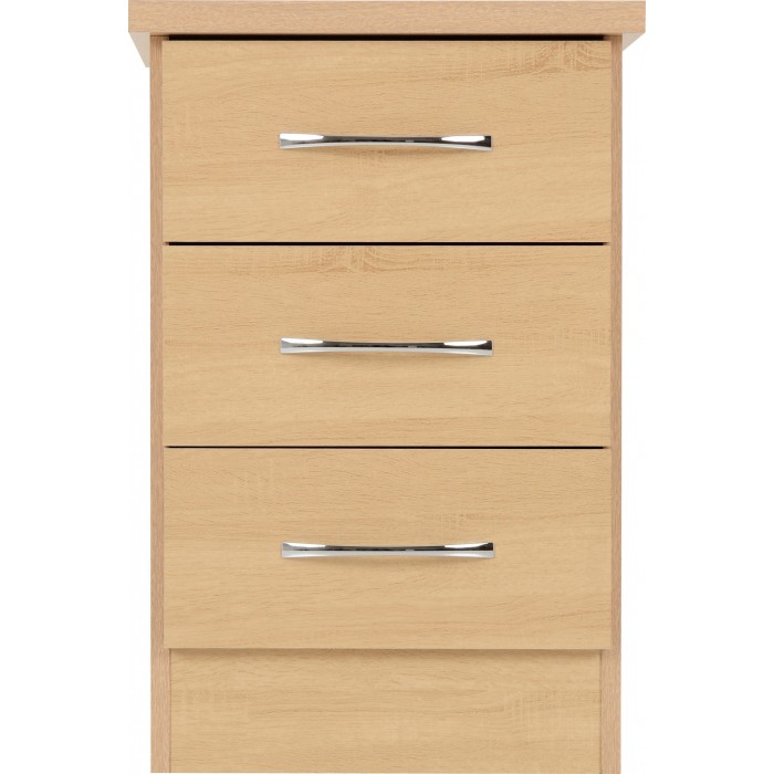 Nevada 3 Drawer Bedside Locker - Sonoma Oak