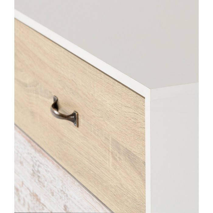 Nordic 3 Drawer Chest - White/Distressed Effect