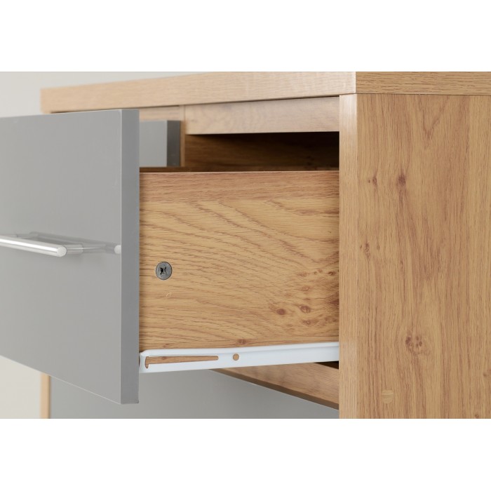 Seville 3+2 Drawer Chest - Grey Gloss/Light Oak