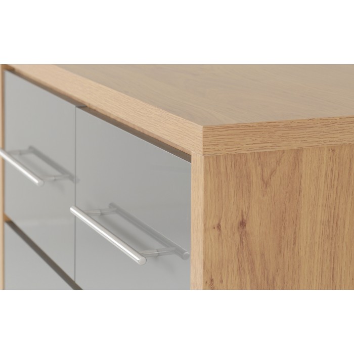 Seville 3+2 Drawer Chest - Grey Gloss/Light Oak