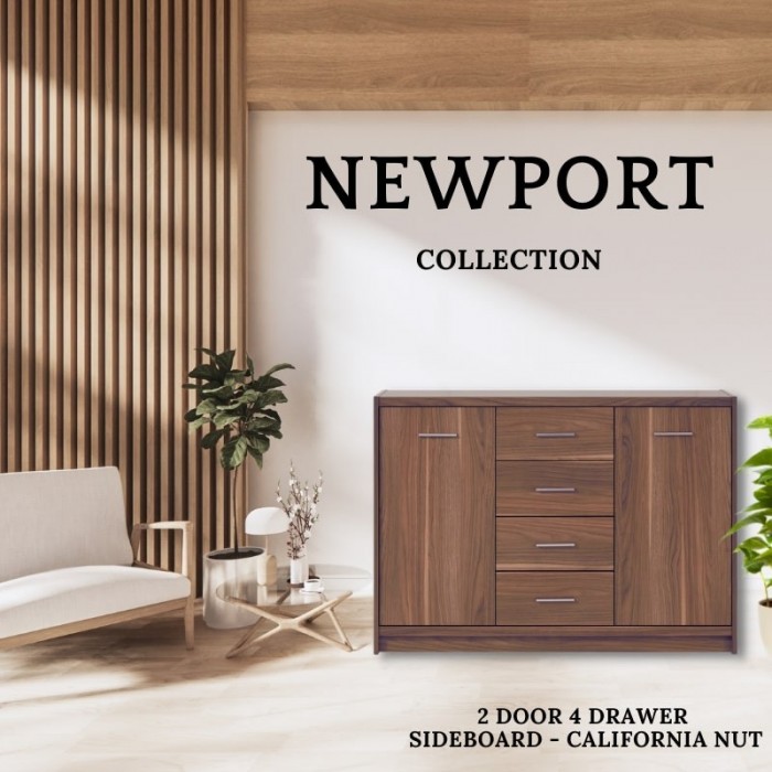 Newport 2 Door 4 Drawer Sideboard - California Nut