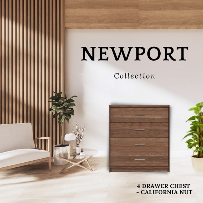 Newport 4 Drawer Chest - California Nut