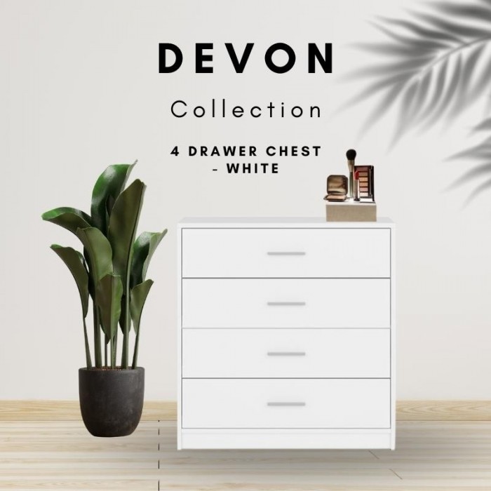 Devon 4 Drawer Chest - White