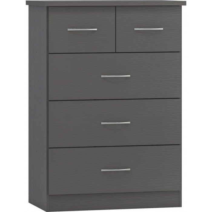 Nevada 3 Door 2 Drawer Wardrobe Bedroom Set - 3D Effect Grey