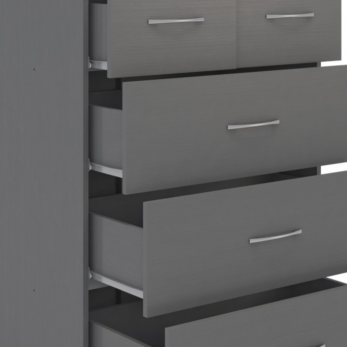 Nevada 2 Door 1 Drawer Wardrobe Bedroom Set - 3D Effect Grey