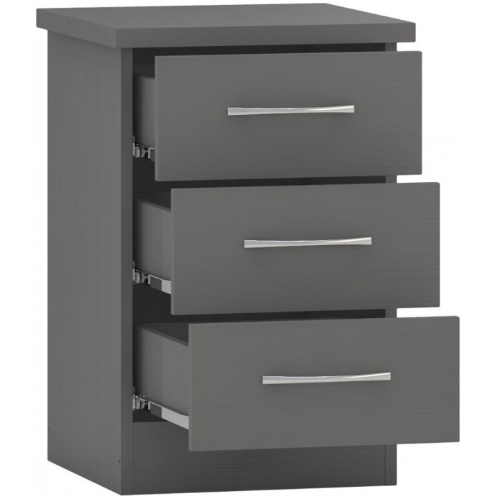 Nevada 2 Door 1 Drawer Wardrobe Bedroom Set - 3D Effect Grey