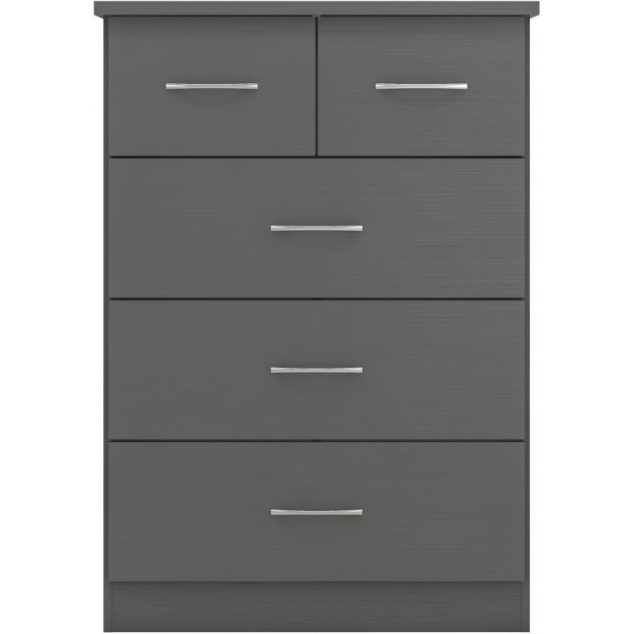 Nevada 3+2 Drawer Chest - 3D Effect Grey