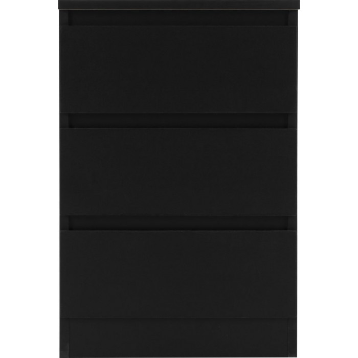 Malvern 3 Drawer Bedside Cabinet - Black