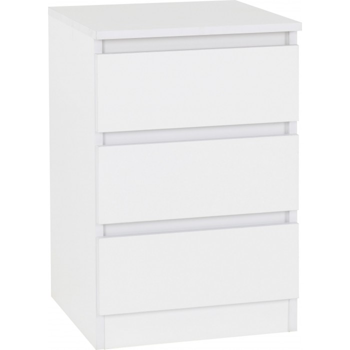 Malvern 3 Drawer Bedside Cabinet - White