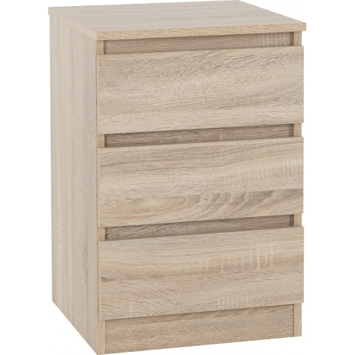 Malvern 3 Drawer Bedside Cabinet - Sonoma Oak