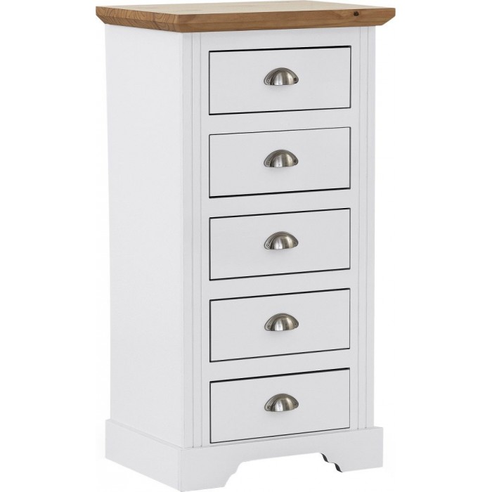 Tall white narrow chest of deals drawers