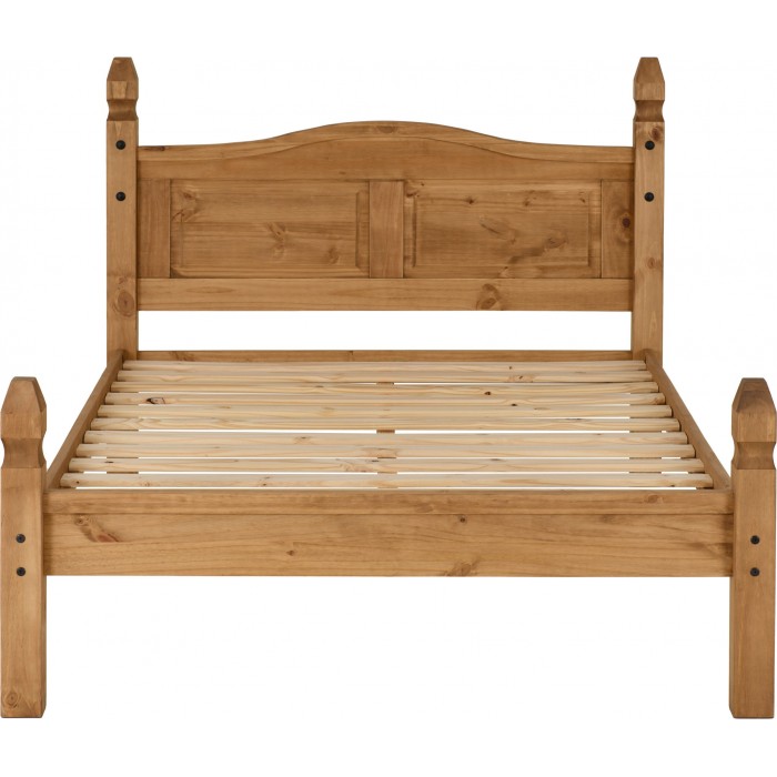 Corona 4FT6 Low End Bedframe - Distressed Waxed Pine