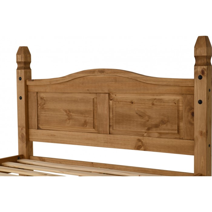 Corona 4FT6 Low End Bedframe - Distressed Waxed Pine