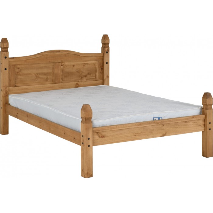 Corona 4FT6 Low End Bedframe - Distressed Waxed Pine