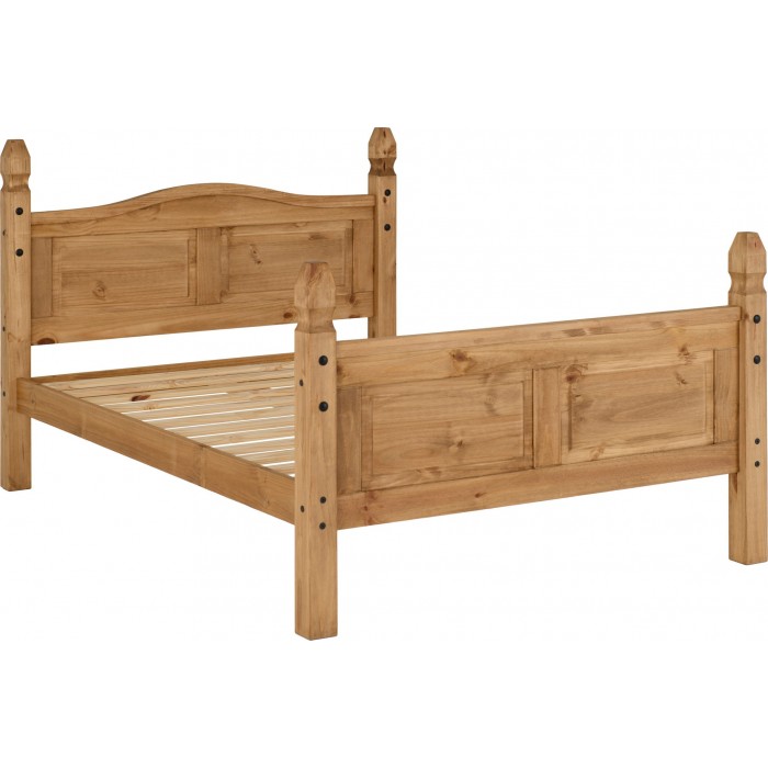 Corona 5FT Hight End Bedframe - Distressed Waxed Pine