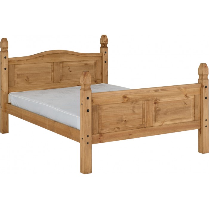 Corona 5FT Hight End Bedframe - Distressed Waxed Pine