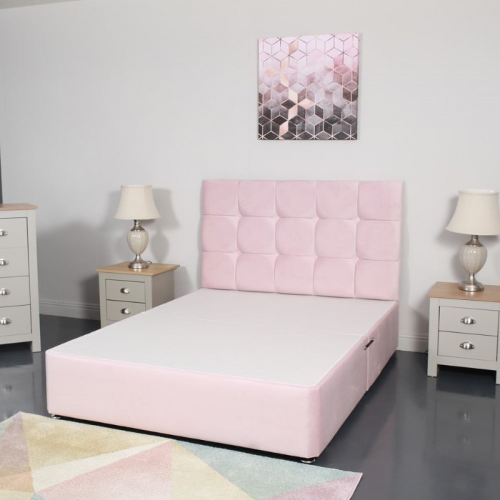 Dream World 4FT Designer Divan Base - Plush Velvet Pink
