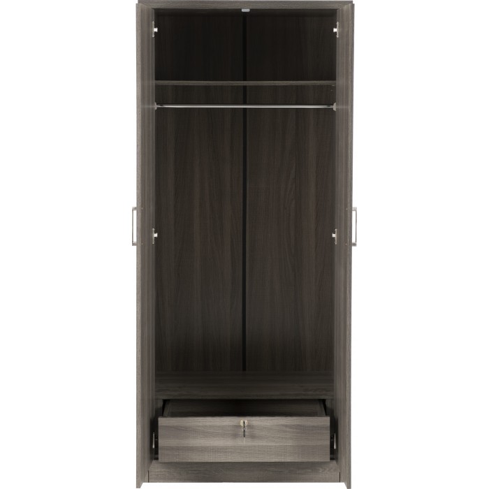 Lisbon 2 Door Wardrobe - Black Wood Grain