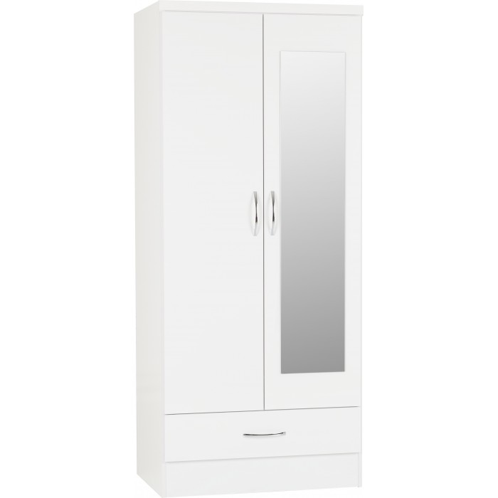 Nevada 2 Door Mirrored Wardrobe - White Gloss