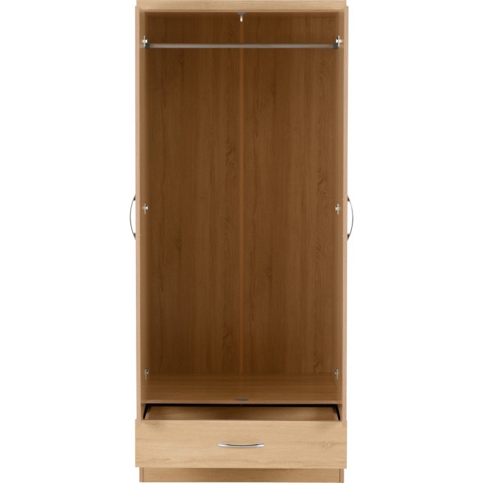 Nevada 2 Door Mirrored Wardrobe - Sonoma Oak