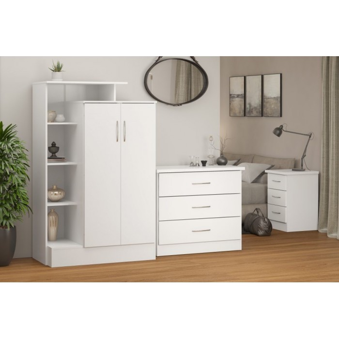 Nevada Petite Open Shelf Wardrobe - White Gloss