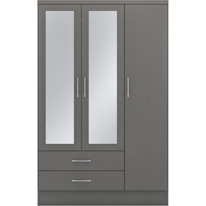 Nevada 3 Door 2 Drawer Wardrobe - 3D Effect Grey