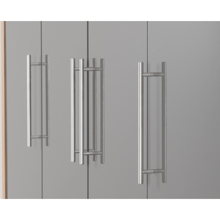 Seville 4 Door 2 Drawer Wardrobe - Grey Gloss/Light Oak