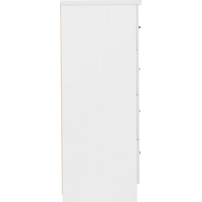 Nevada 5 Drawer Low Wardrobe - White Gloss