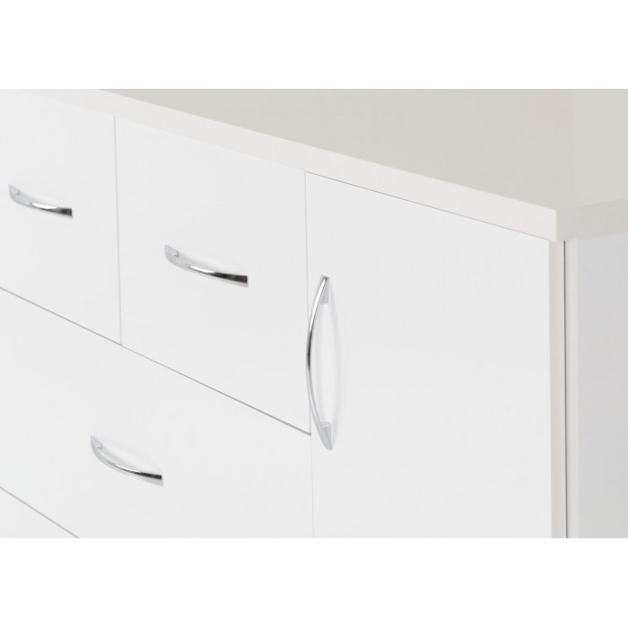 Nevada 5 Drawer Low Wardrobe - White Gloss