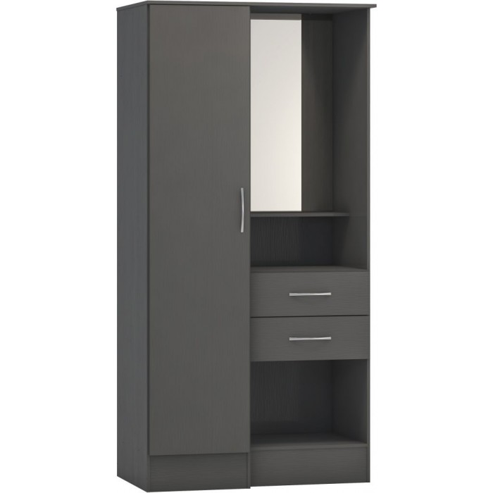 Nevada Vanity 1 Door Wardrobe - 3D Effect Grey