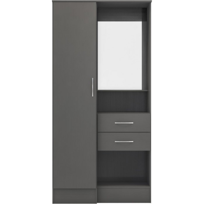 Nevada Vanity 1 Door Wardrobe - 3D Effect Grey