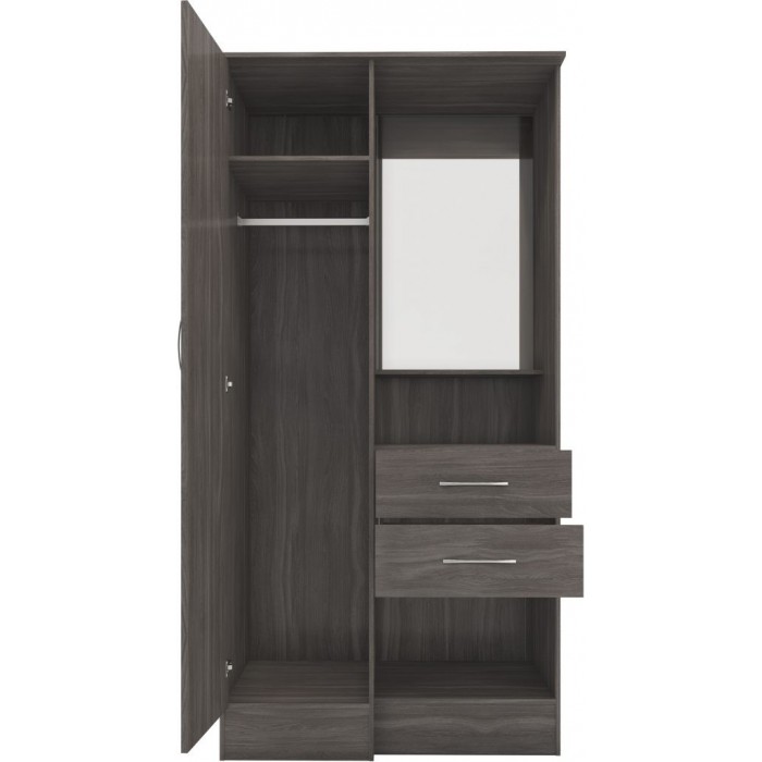 Nevada Vanity 1 Door Wardrobe - Black Wood Grain