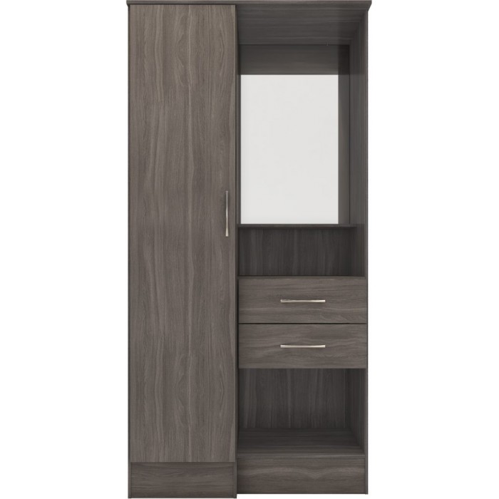 Nevada Vanity 1 Door Wardrobe - Black Wood Grain