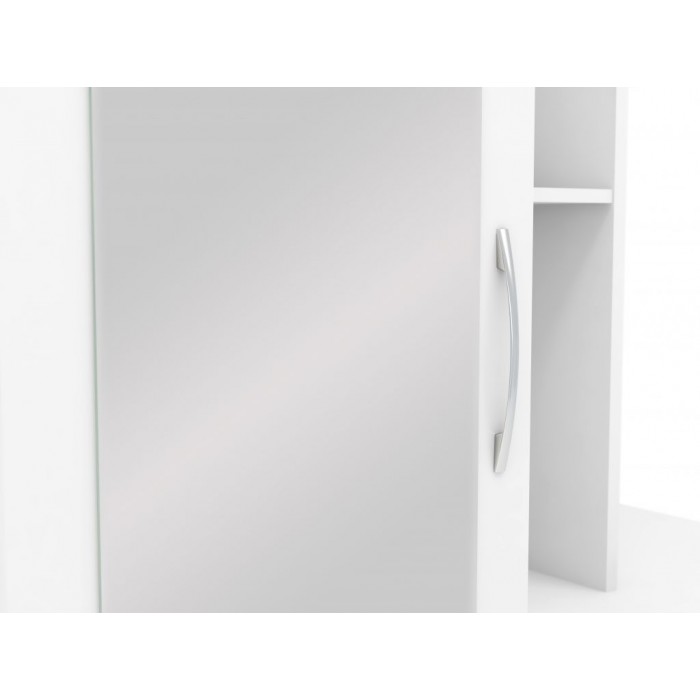 Nevada Mirrored Open Shelf Wardrobe - White Gloss