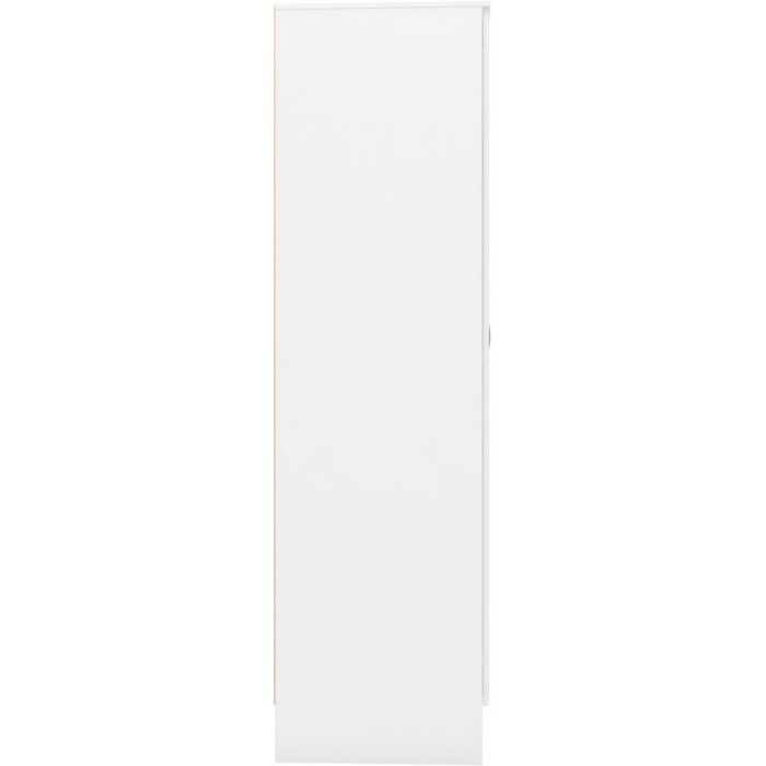 Nevada Mirrored Open Shelf Wardrobe - White Gloss