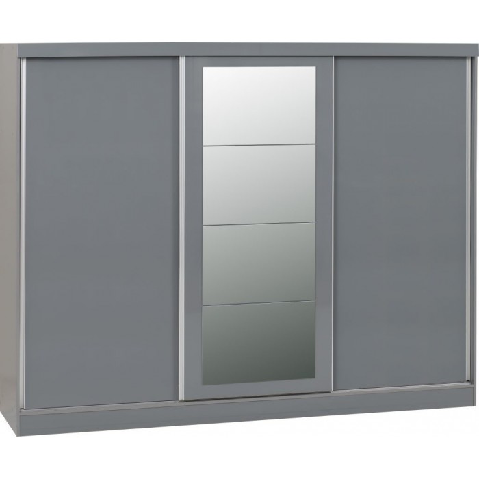 Nevada 3 Door Slider Wardrobe - Grey Gloss