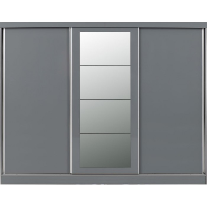 Nevada 3 Door Slider Wardrobe - Grey Gloss