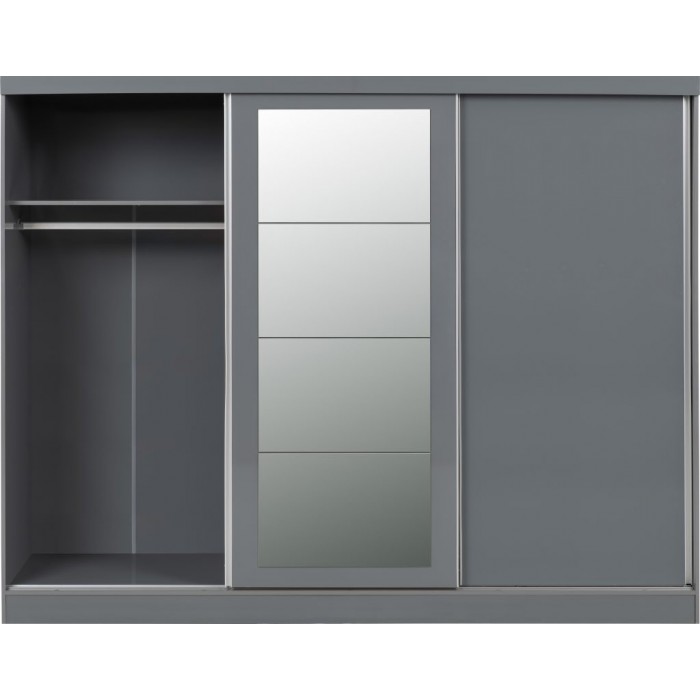 Nevada 3 Door Slider Wardrobe - Grey Gloss