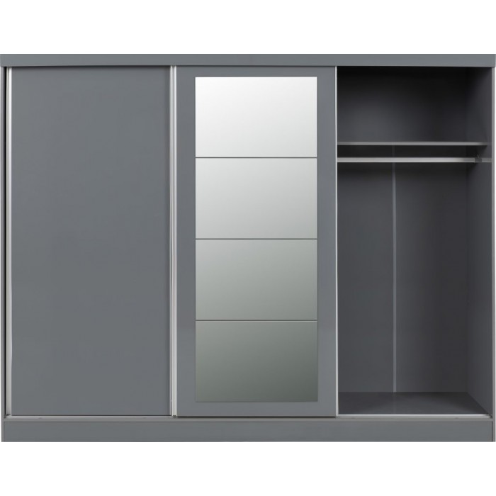 Nevada 3 Door Slider Wardrobe - Grey Gloss