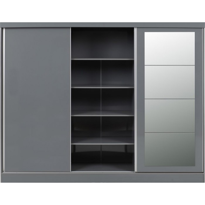 Nevada 3 Door Slider Wardrobe - Grey Gloss