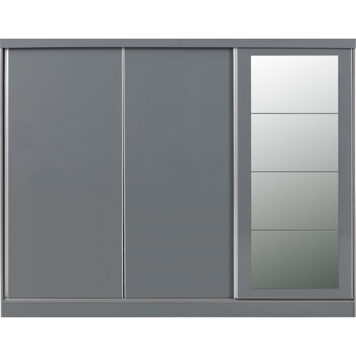 Nevada 3 Door Slider Wardrobe - Grey Gloss