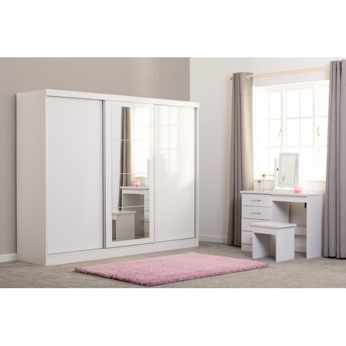 Nevada 3 Door Sliding Wardrobe - White Gloss