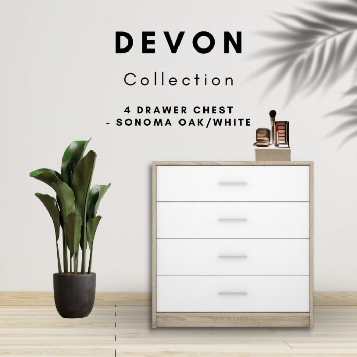 Devon 4 Drawer Chest - Sonoma Oak/White
