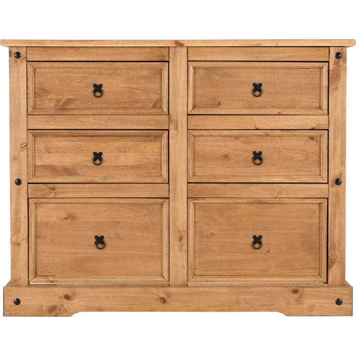 Corona 6 Drawer Chest - Distressed Waxed Pine